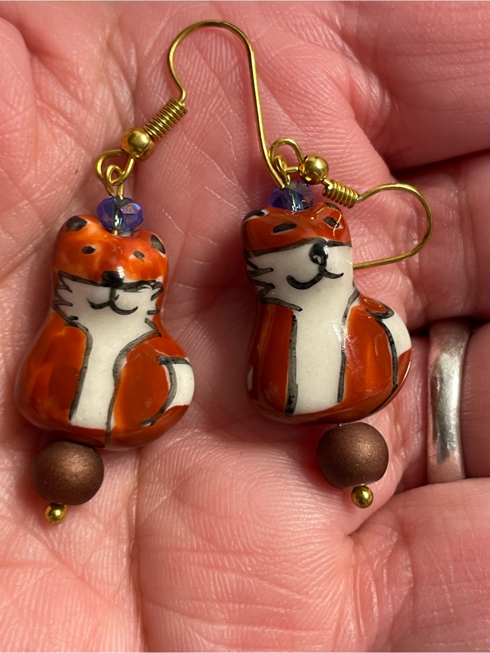 Handmade Fox Pendant Earrings - Ceramic Design
